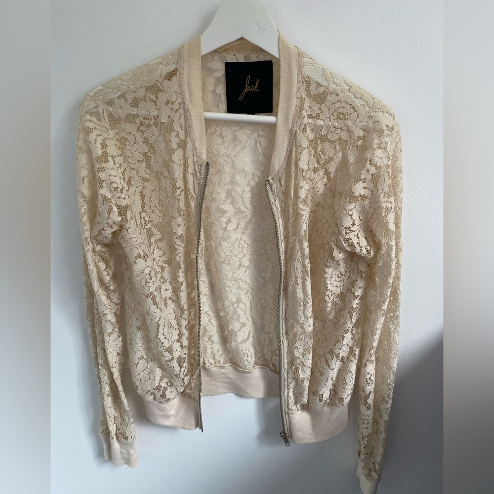 Jacket Women's Lace Cream zipped vest flower